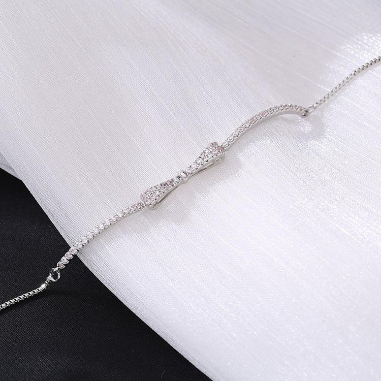 Lắc tay nơ xinh lung linh bạc ý S925 - LT106