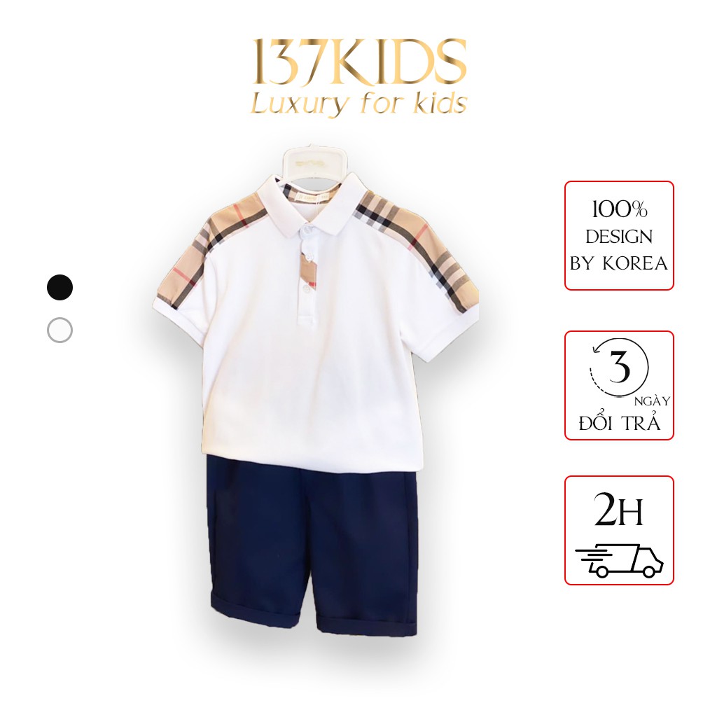 Áo polo bé trai burberry 137Kid cotton thoáng mát