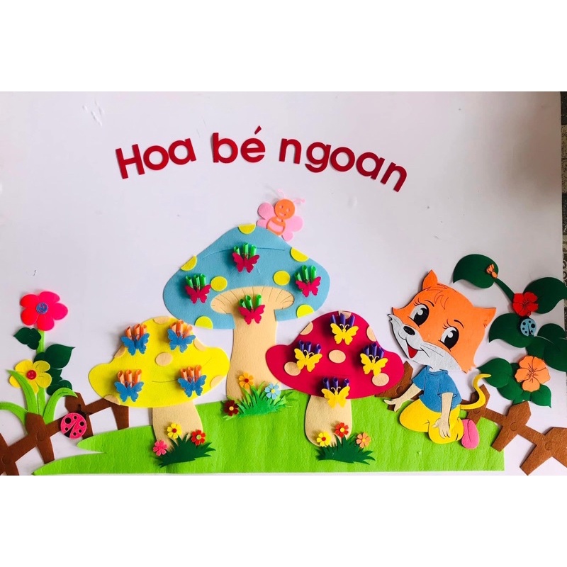 Góc bé Ngoan nỉ 2 lớp dày dặn ( Tranh trang trí trường lớp mầm non)