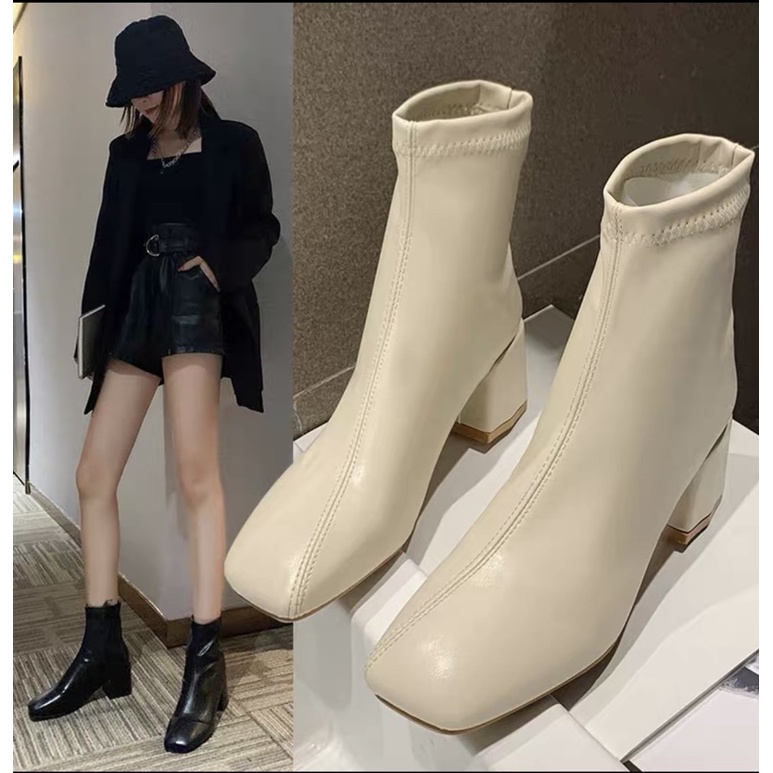 BOOT DA PU CỔ THẤP CHẤT DA MỀM THU ĐÔNG