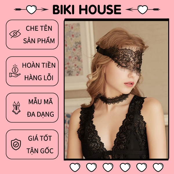 Bịt mắt ren sexy phối cùng đồ cosplay vải che mắt 2 màu đen trắng BIKI