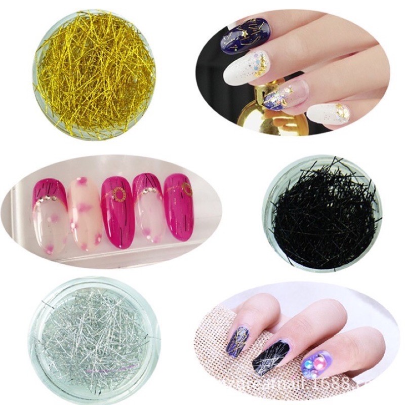 Set nhũ sợ kim tuyến 12 màu trắng trí móng loại cứng