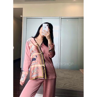 Set Pyjama lụa ngựa phối một vạt 3 màu cao cấp