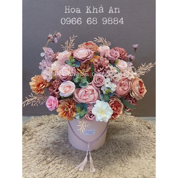 (Hoa Tết) Giỏ hoa Tết Sáp mix Lụa cao cấp. Mẫu thiết kế by Khả An. Hoả Tốc Hà Nội