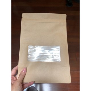 Túi zipper giấy kraft cửa sổ