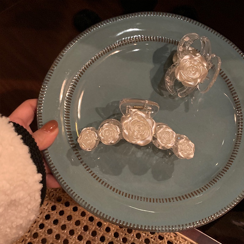 Kẹp Tóc Hình Hoa Hồng Trắng Lớn Phong Cách Hàn Quốc Dành Cho Nữ