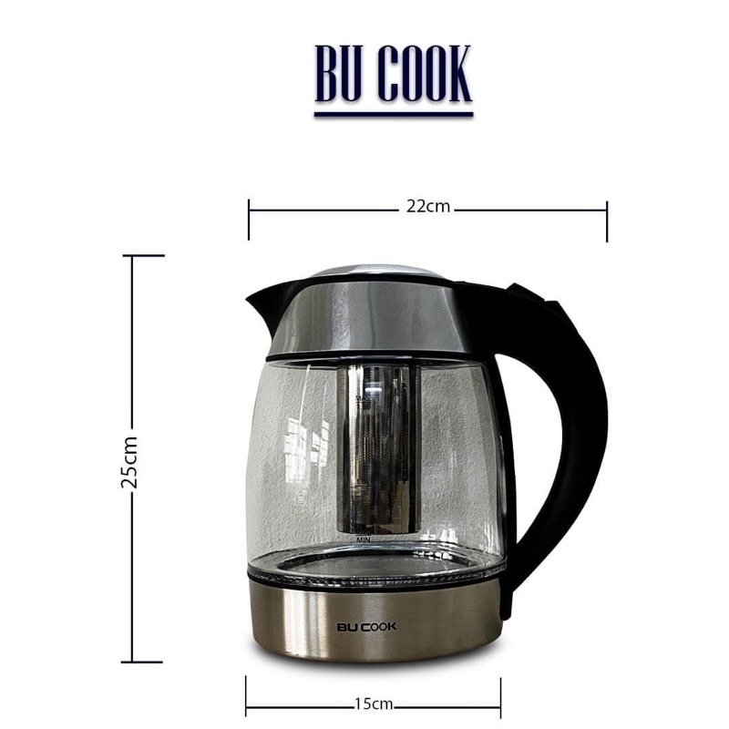 ẤM ĐUN NƯỚC SIÊU TỐC THUỶ TINH BUCOOK 1.8 L