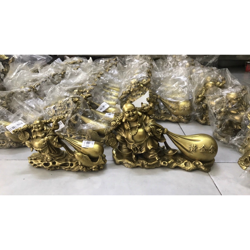 Tượng di lặc kéo bị vật phẩm phong thuỷ tài lộc bằng đồng