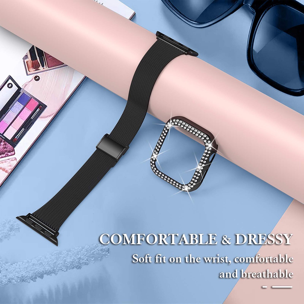 Dây Đeo Thay Thế Bằng Thép Không Gỉ 38mm 42mm Cho Apple Watch 7 45mm 44mm 40mm 41mm SE Series 6 5 4 Band