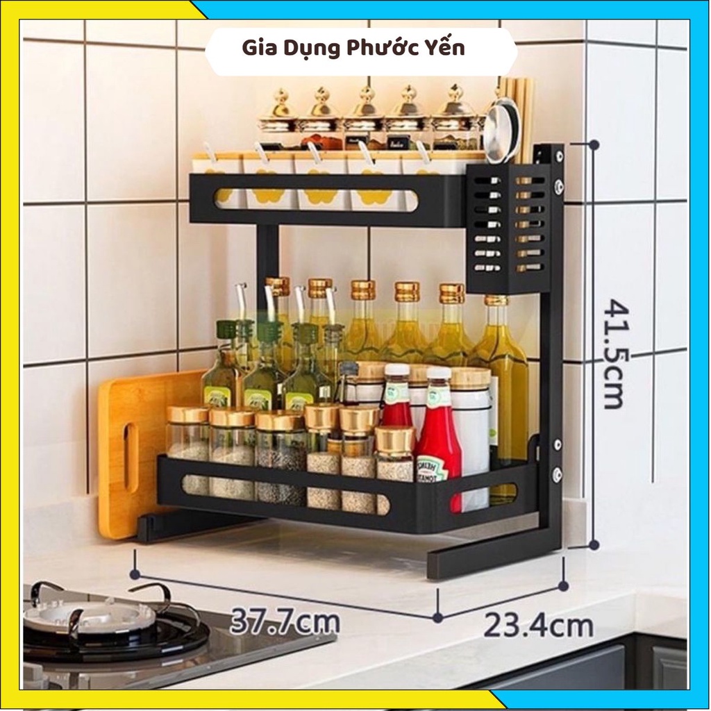 Kệ Gia Vị 2 Tầng Thép Sơn Tĩnh Điện