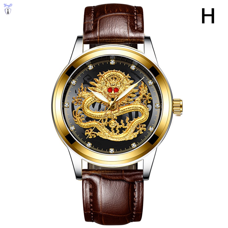Đồng Hồ Đeo Tay Hình Rồng Vàng Chống Thấm Nước Không Cơ Khí Phù Hợp Với Nam Giới Trung Niên