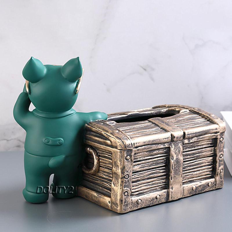 [Dolity2] Hộp Đựng Khăn Giấy Điêu Khắc Hình Chú Chó Bằng Nhựa Resin