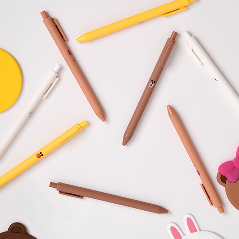 Set 8 Bút Mực Gel Ngòi Bút 0.5Mm Mực Đen Phiên Bản Giới Hạn Kaco Line Friend