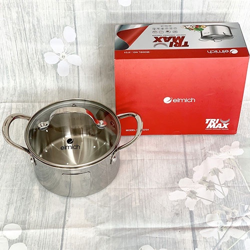 Nồi inox cao cấp 3 lớp đáy liền Elmich Trimax EL- 3731-3732-3733-3734-3735-3736 size 16cm-18cm-20cm-24cm-26cm-28cm