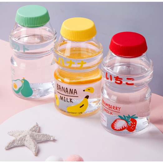 Chai nước yakult BN28 Bình Nước trái tim bình cute bình nước dễ thương 480ml