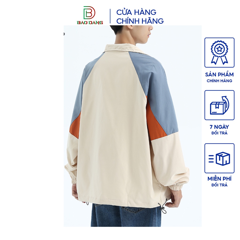 Áo khoác gió unisex cổ đứng vải dù 2 lớp phối màu độc lạ họa tiết chữ AGGSRMAN cản gió,chống nắng BẢO ĐĂNG