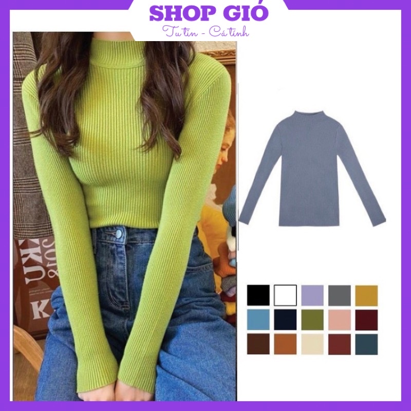 Áo len cổ 3 phân thu đông áo dài tay giữ nhiệt cao cổ chất đẹp đanh mịn Hàn Quốc Shop Gió AL01