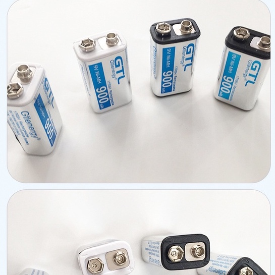 2 Pin Vuông 9v -Sạc lại - 900mAh +  Sạc Pin 6F22