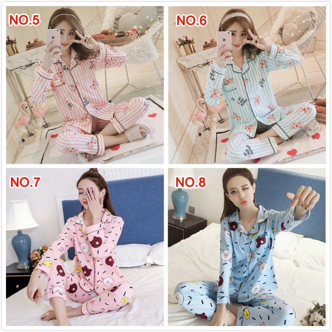 Bộ đồ ngủ nữ tay dài in hình dâu tây phong cách Hàn Quốc