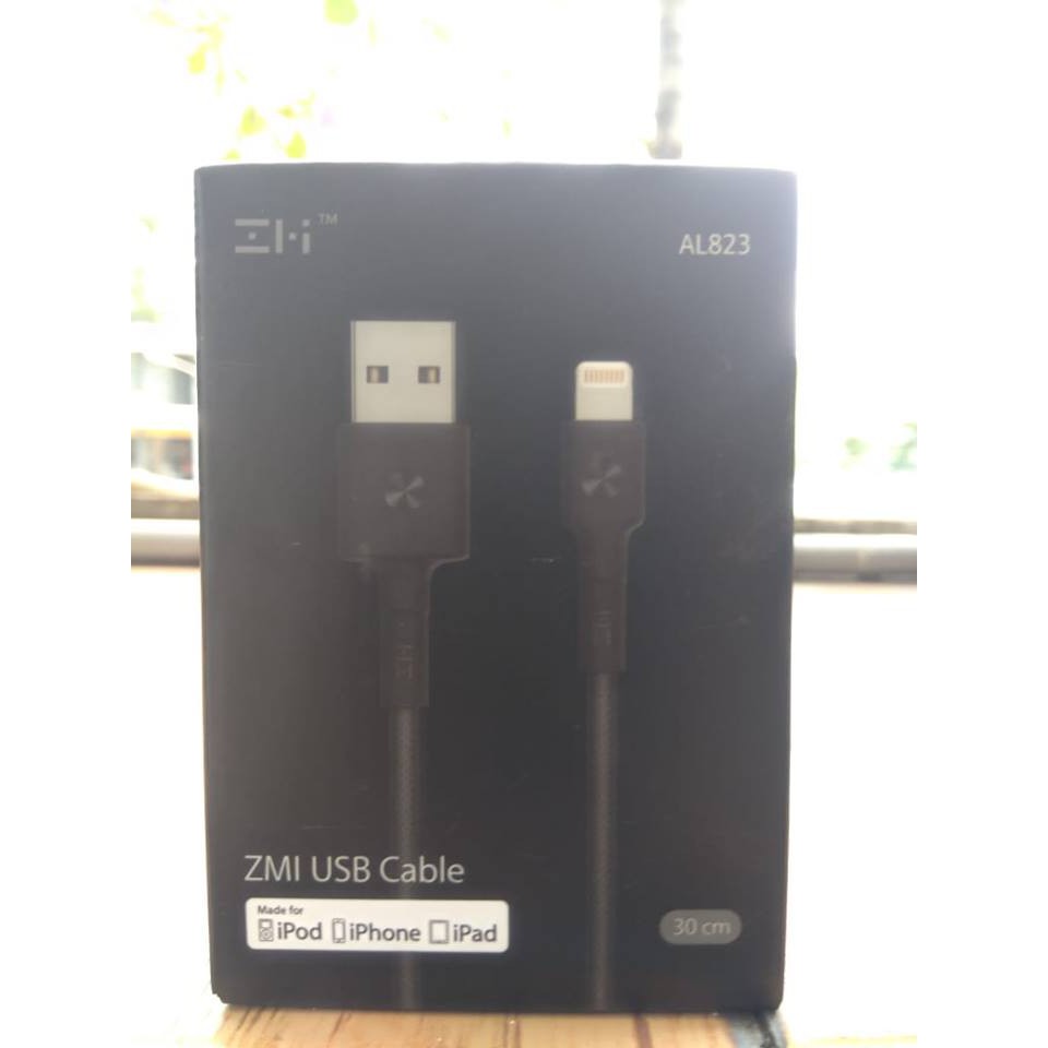 Cáp ZMI USB Lightning AL823- ( Đen ) Chuẩn MFI (30cm) ( hỗ trợ IPhone , IPad , IPod )