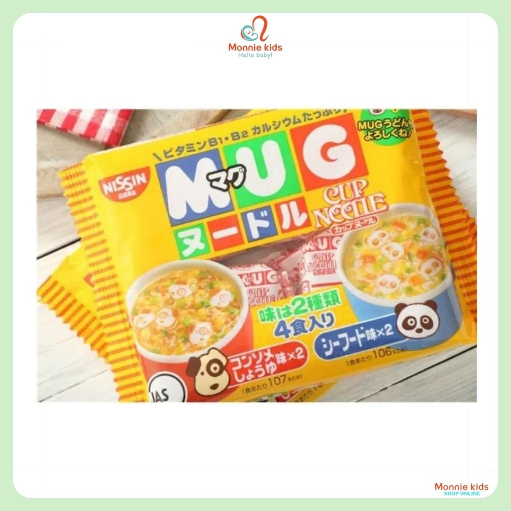 Mỳ ăn liền cho bé Mug Nissin Nhật 50g, mì gói trẻ em bổ sung dinh dưỡng 12M+, Monnie Kids