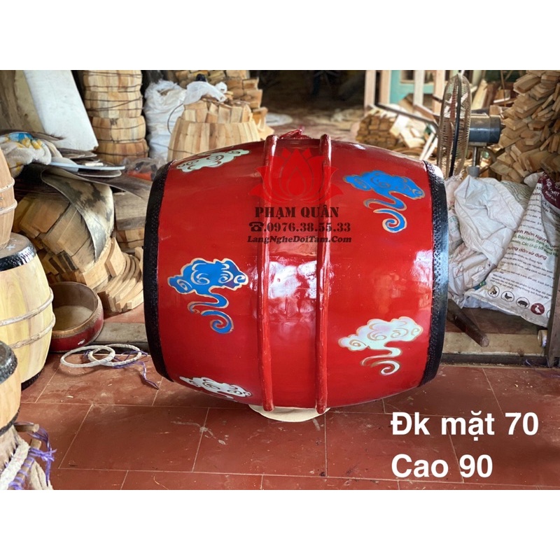 Trống gỗ trường học, đình chùa, lễ hội KT mặt 70 x cao 90 kèm dùi