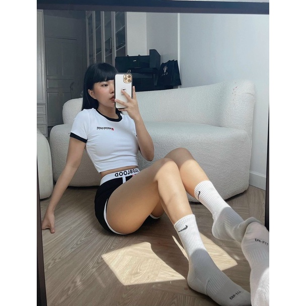 Set thun thể thao croptop viền