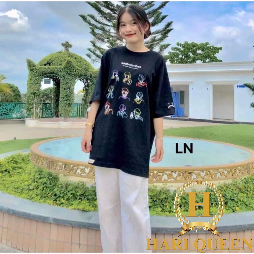 Sét áo phông Sad.boiz chín mặt + quần kaki trắng 2 cúc HARIQUEEN