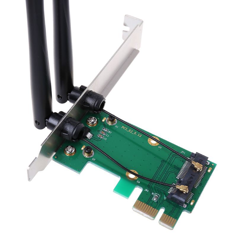 [yxa] Wireless Card WiFi Mini PCI-E Express to PCI-E Adapter 2 Antenna External PC