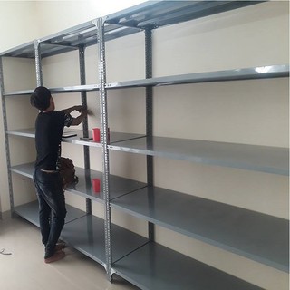 Kệ sắt v lỗ: D1.5m, R0.5m, C2m, 5 tầng;