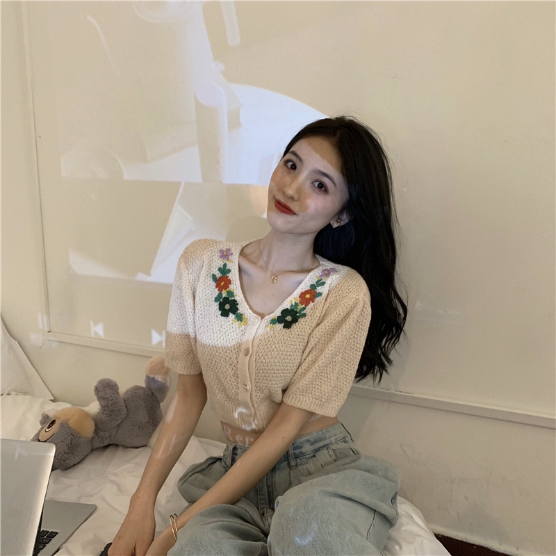 Áo Cardigan Dệt Kim Tay Ngắn Thiết Kế Đơn Giản Hợp Thời Trang | BigBuy360 - bigbuy360.vn