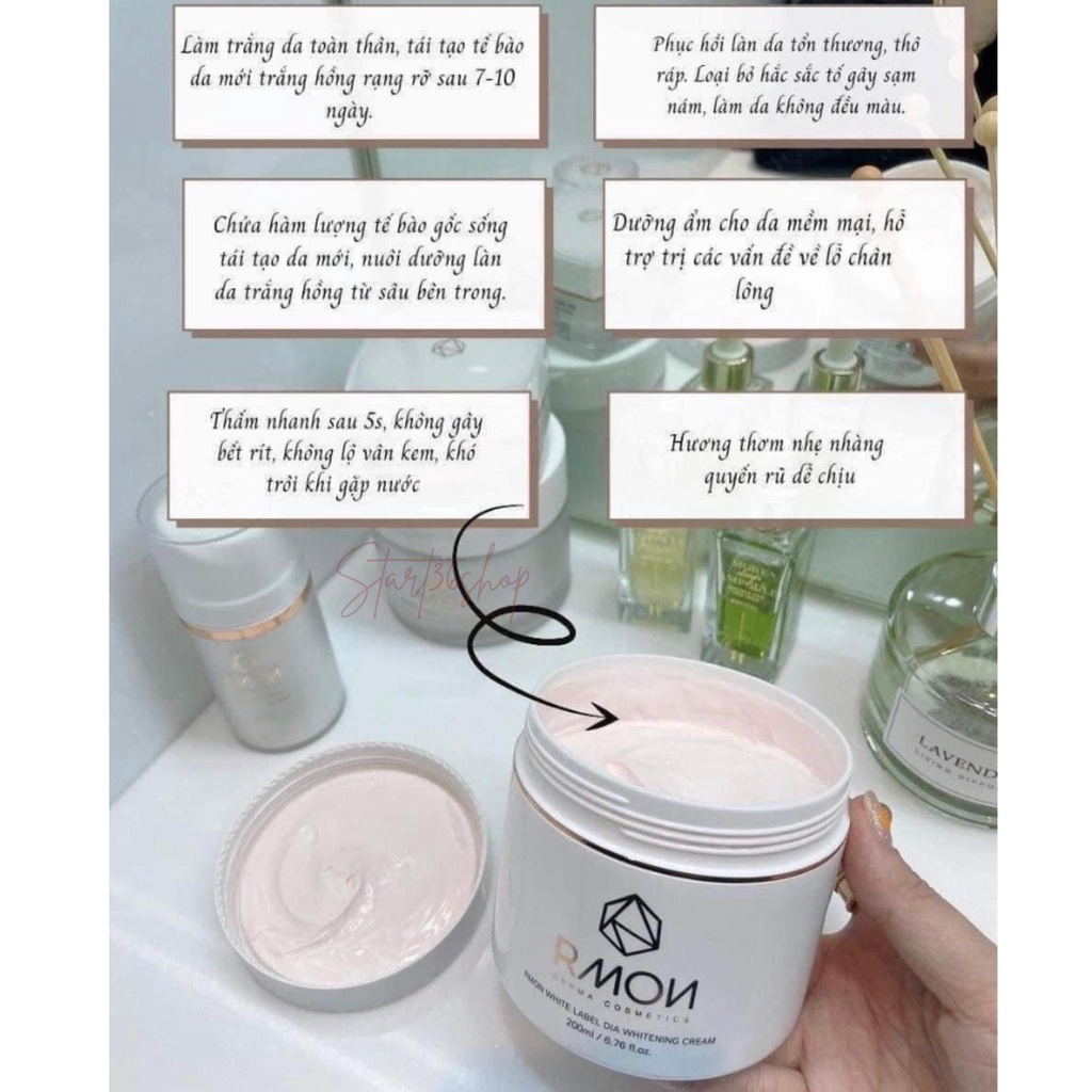 Kem body trắng da Start36 kem dưỡng trắng da RMON dưỡng ẩm, nâng tone da trắng hồng tự nhiên, xuất xứ Hàn Quốc hộp 200ml | BigBuy360 - bigbuy360.vn