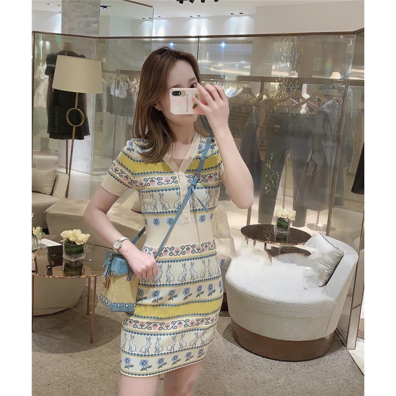 Đầm dệt kim tay ngắn chiết eo thiết kế mới thời trang mùa hè theo phong cách vintage dành cho nữ
 | BigBuy360 - bigbuy360.vn