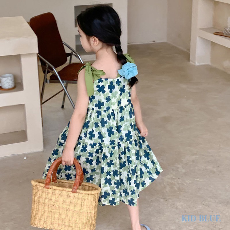 Đầm Hai Dây Thắt Nơ In Họa Tiết Hoa Phong Cách Hàn Quốc Thời Trang Mùa Hè Xinh Xắn Cho Nữ