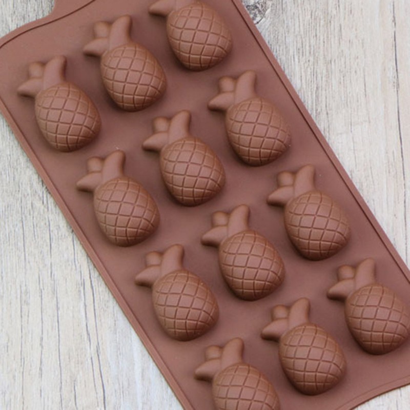 Khuôn Silicon Làm Bánh 12 Ngăn Hình Trái Dứa 3d