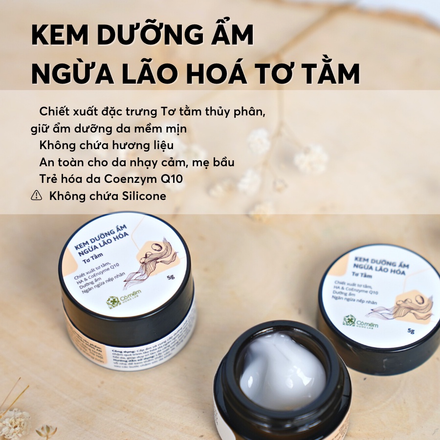 Kem Dưỡng Ẩm Dưỡng Ẩm Mini Chuyên Sâu Với Coenzym Q10 Ngừa Lão Hoá Da Tơ Tằm Cỏ Mềm 5g