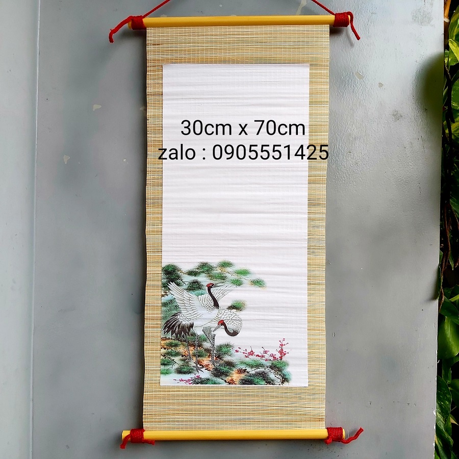 Bộ 4 mành tre viết thư pháp 30cm x 70cm .Giấy, biểu lụa viết thư pháp. Câu Đối. Tranh trang trí tết
