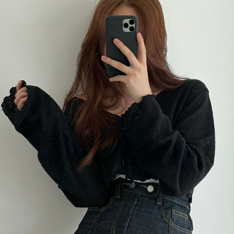 ( Sẵn đen )Áo khoác cardigan len đan dây 3 màu | BigBuy360 - bigbuy360.vn