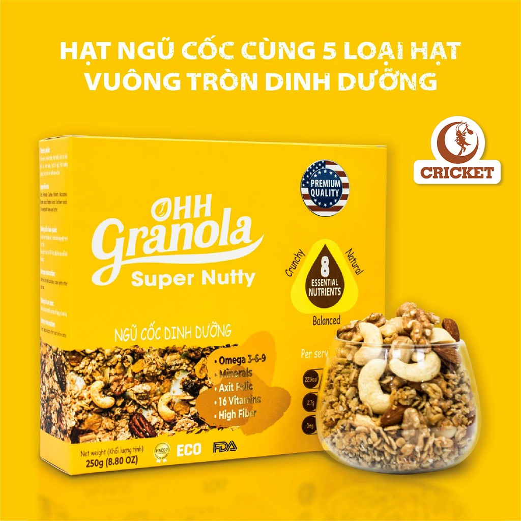 [ Super Nutty] Ngũ cốc trái cây Ohh Granola Hộp 250g - Ngũ cốc dinh dưỡng cao cấp, hỗ trợ ăn kiêng.