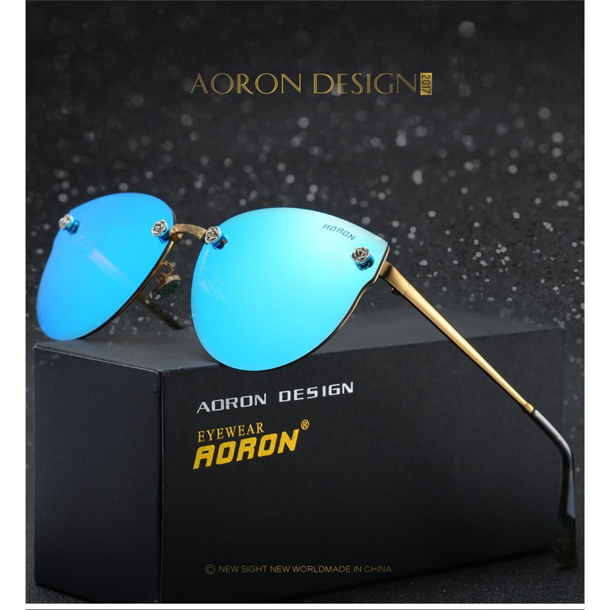 (Fullbox) Kính mắt phân cực cao cấp chính hãng Aoron, gọng nhôm maggie nhẹ, chống tia UV400, mắt kính nữ