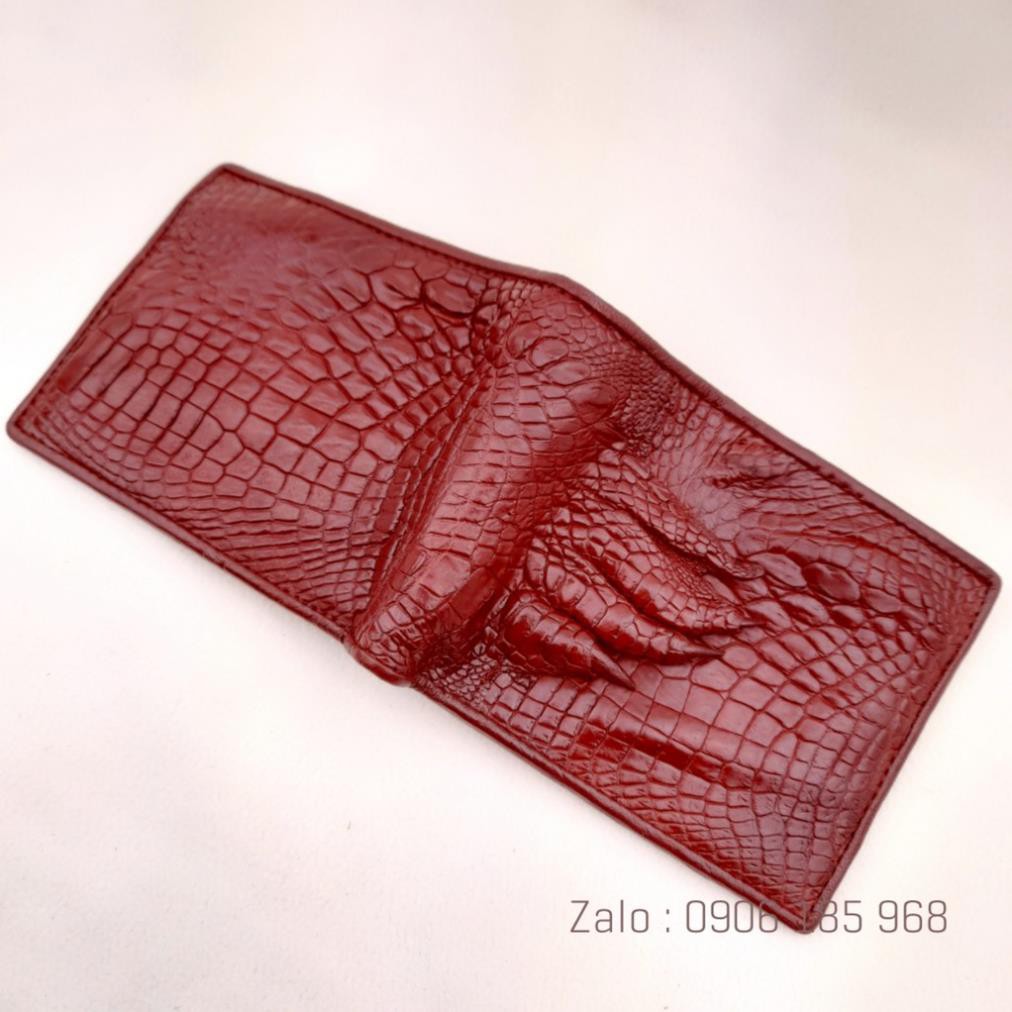 (Hàng Cao Cấp)Ví bóp nam da cá sấu thật 1 mặt - Có móng cá sấu gắn liền trên ví