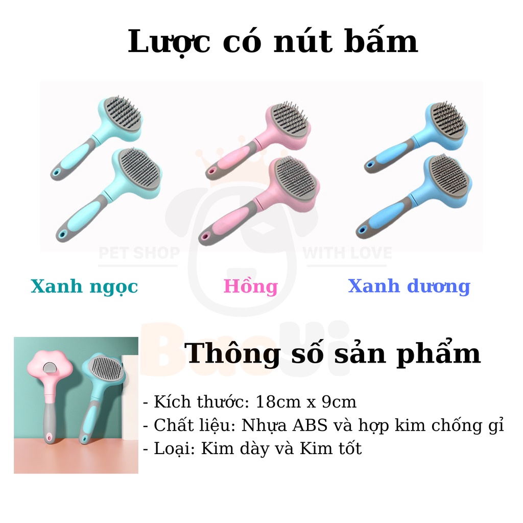 Lược chải lông chó mèo, lược chải lông cho thú cưng thương hiệu BaeYi, chất nhựa dẻo, chăm sóc thú cưng L01