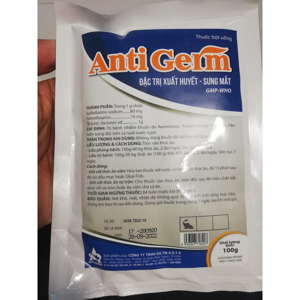 Kháng Sinh AntiGerm    lở loét, đỏ mỏ, đỏ kỳ, đốm đỏ, xuất huyết, đốm trắng, sưng gan