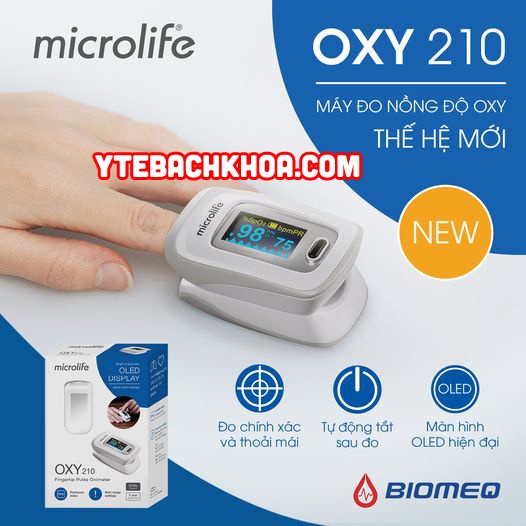 [CHÍNH HÃNG] MÁY ĐO NỒNG ĐỘ OXY SPO2 MICROLIFE OXY210 - MÀN HÌNH MÀU OLED - BẢO HÀNH 02 NĂM HƯ ĐỔI MỚI