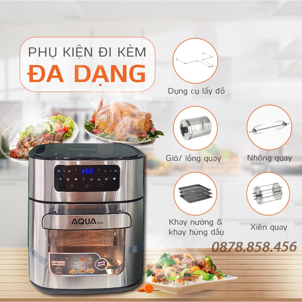 Nồi chiên không dầu Aqua Gold 12L - Nồi chiên Aqua 12 lít - Điều khiển cảm ứng - Bảo hành 12 tháng