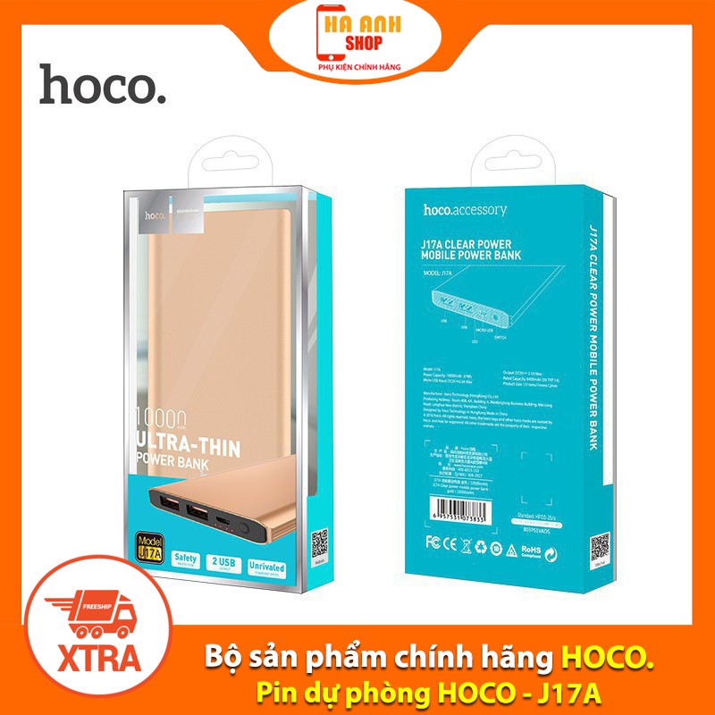 Pin dự phòng HOCO J17A Clear dung lượng 10000 mAh