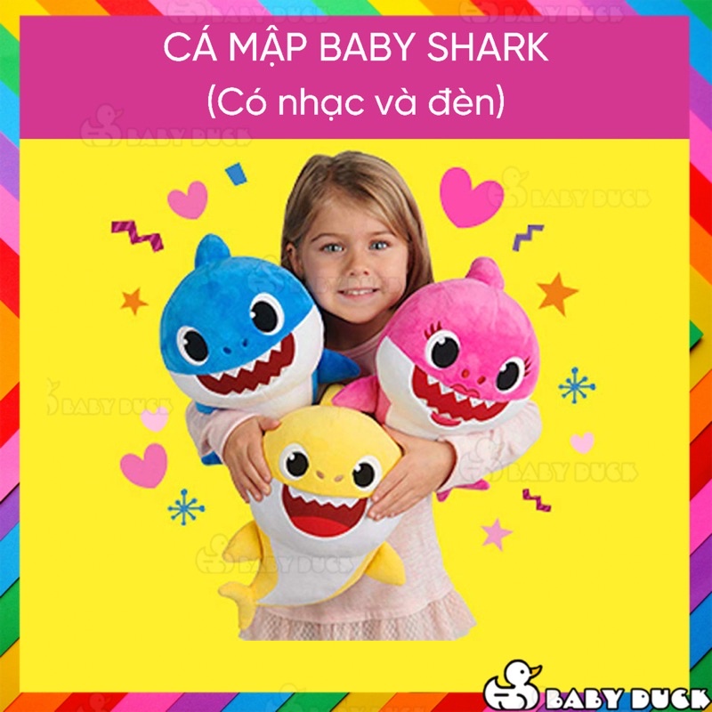 Thú bông cá mập Baby Shark có đèn và nhạc bài baby shark, thú nhồi bông cho bé ms3745