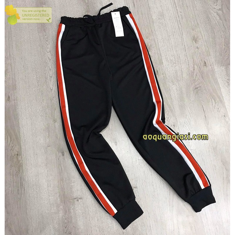 Quần thể dục jogger nữ sọc đỏ trắng mẫu 19 size s, m màu đen MT786 thần thánh chuẩn store hàn quốc freeship 50k