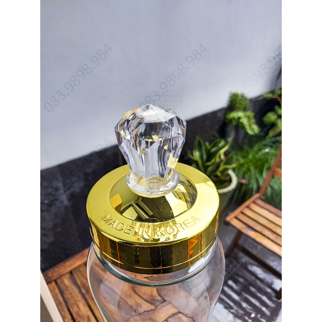 Bình thủy tinh Ngâm rượu 3L HÀN QUỐC YongCheon hình Trụ(Nắp có núm) No75. Hàng cao cấp - Phóng to sâm - Bảo vệ sức khỏe. | BigBuy360 - bigbuy360.vn