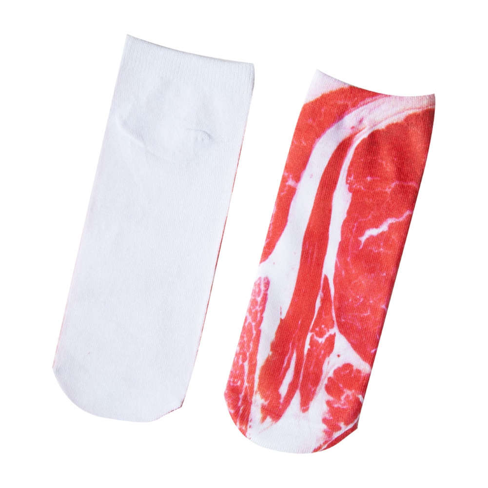 Vớ Cổ Thấp Co Giãn Thoáng Khí In Hình Miếng Thịt Heo Thời Trang Unisex